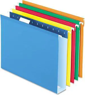 Pendaflex 4152X2ASST 2" Capacity Reinforced Hanging File Folders- Kraft- Letter- Assorted- 25/Box
