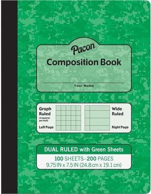 Pacon MMK37162 Dual Ruled Composition Book - Green