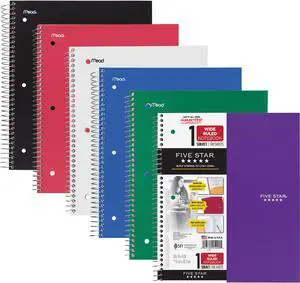 Mead 1-Sub Notebook 8"x10-1/2" Wide Ruled Ast 05200