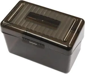 Universal Plastic Index Card Boxes 3" x 5" Translucent Black 47286