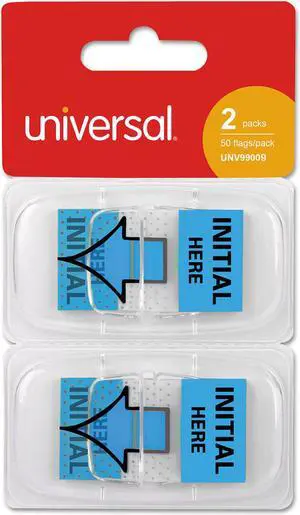 Universal Deluxe Message Arrow Flags "Intital Here" Blue 100/Pack 99009