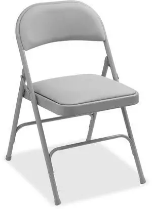 Lorell Padded Seat Folding Chairs - Fabric Beige Seat - Fabric Beige Back - Steel Powder Coated Frame - 18.4" Width x 19