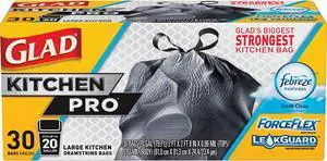 Kitchen Bags w/Drawstring 20gal 30 Bags Fresh Clean BK