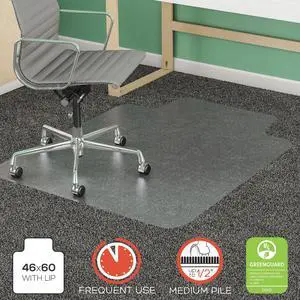 deflecto SuperMat Frequent Use Chair Mat Rectangle 46" x 60" Medium Pile Lip Clear CM14432F