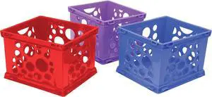 Storex File Crate 14-1/4"Wx17-1/4"Lx10-1/2"H 3/CT Assorted 61797U03C