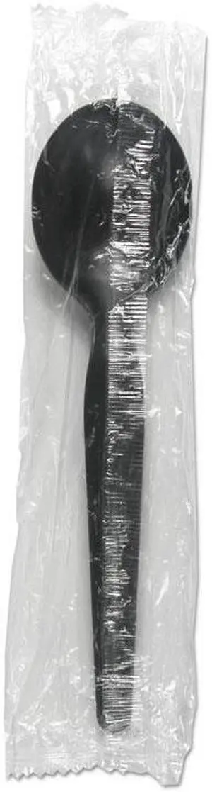 Boardwalk BWKSSHWPSBIW Heavyweight Wrapped Polystyrene Cutlery, Soup Spoon