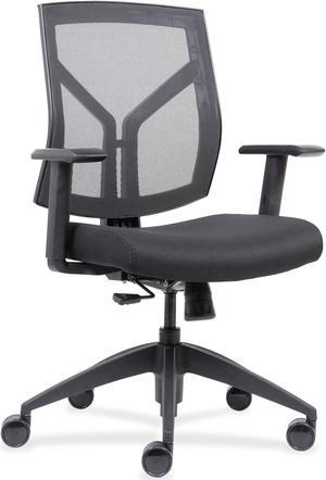 Lorell LLR83111 Mid-Back Chairs with Mesh Back & Fabric Seat - Black