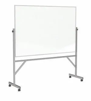 Ghent ARM1M146 Reversible Magnetic Porcelain Whiteboard with Aluminum Frame - 77.25" x 78.13" - White Surface, Satin Aluminum Frame