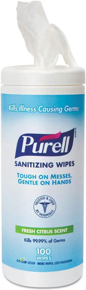 Premoistened Hand Sanitizing Wipes Cloth 5 3/4" x 7" 100/Canister