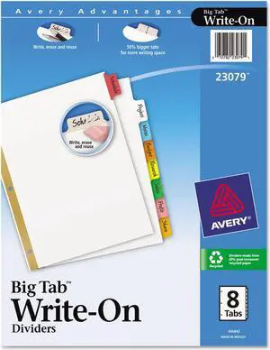 Avery Write & Erase Big Tab Paper Dividers 8-Tab Letter 23079