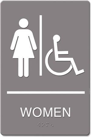 Headline Sign ADA Sign Women Restroom Wheelchair Accessible Symbol Molded