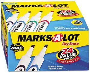 Avery Marks-A-Lot Desk-Style Dry Erase Marker Chisel Tip Assorted 24/Pack 98188