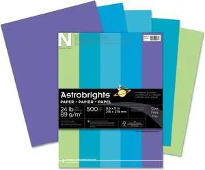 Neenah Paper Astrobrights Colored Paper 24lb 8-1/2 x 11 Cool Assortment 500 Sheets/Ream 20274