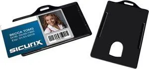 Baumgartens ID Card Holders,Horizontal,3-3/8"x2-1/8"25/PK,Black 68310