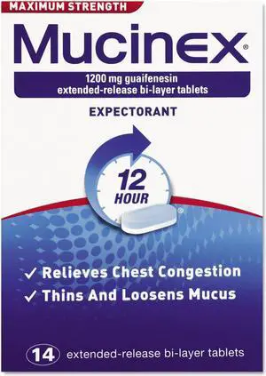 Mucinex Max Strength Expectorant 14 Tablets/Box 02314