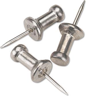 Gem Aluminum Head Push Pins, Aluminum, Silver, 3/8", 100/Box CPAL3