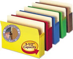 Smead 3 1/2" Exp Colored File Pocket Straight Tab Letter Asst 5/Pack 73892