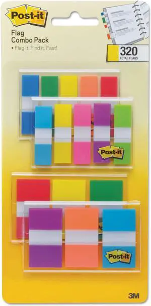 3M 1/2" and 1" Page Flag Value Pack Nine Assorted Colors 320/Pack 683XL1