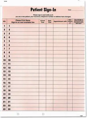 Tabbies Patient Sign-In Label Forms 8 1/2 x 11 5/8 125 Sheets/Pack Salmon 14530