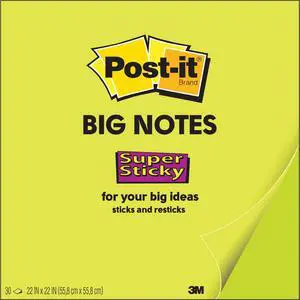 3M Notepad Post-it Big Notes Super Sticky 30 Shts 11"x11" GN BN11G