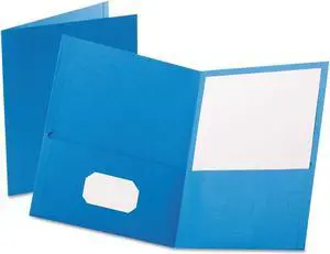 Oxford Twin-Pocket Folder Embossed Leather Grain Paper Light Blue 25/Box 57501