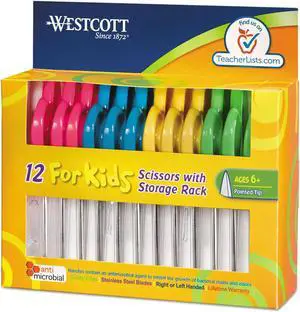 Westcott Kids Scissors with Antimicrobial Protection 5" Pointed 12/Pack 14872