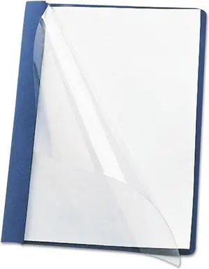 Smead Poly Report Cover Tang Clip Letter 1/2" Capacity Clear/Blue 25/Box 87452