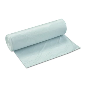 High-Density Commercial Can Liners, 45 gal, 13.97 mic, 40" x 48", Clear, Interleaved Roll, 25 Bags/Roll, 10 Rolls/Carton High-Density Commercial Can Liners, 45 gal, 13.97 mic, 40" x 48", Clear, Interleaved Roll, 25 Bags/Roll, 10 Rolls/Carton