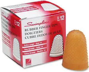 Swingline Rubber Finger Tips 14 (X-Large) Amber Dozen 54014