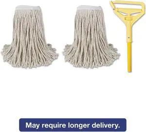 Boardwalk Cut-End Mop Kits #24 Natural 60" Metal/Plastic Handle Yellow 5324C