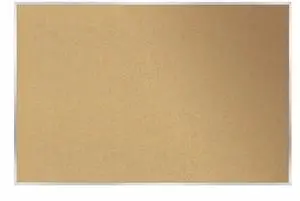Ghent AK46 Aluminum-Frame Natural Corkboard - 72.5" x 48.5" - Tan Surface, Satin Aluminum Frame