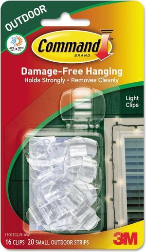 Command All Weather Hooks and Strips Plastic Small 16 Clips & 20 Strips/Pack
