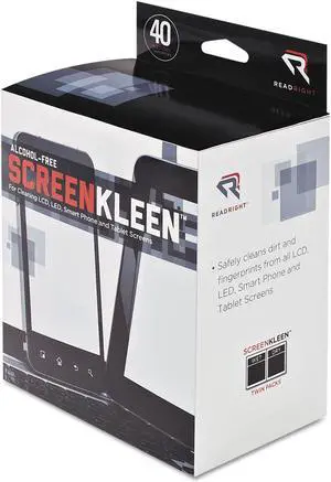 Read Right Screenkleen Alcohol-Free Wet Wipes, Cloth, 5 X 5, 40/Box RR1391