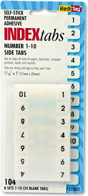 Redi-Tag Tab,Number,1-10,Side,We 31001