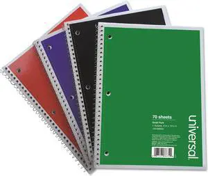 Universal Wirebound Notebook Quadrille Rule 8" x 10.5" 1 Subject Assorted 4/Pack 66634