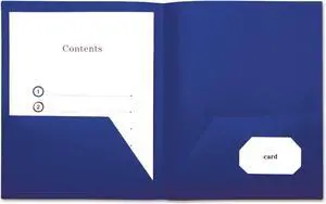 Universal Two-Pocket Plastic Folders 11 x 8 1/2 Navy Blue 10/Pack 20541