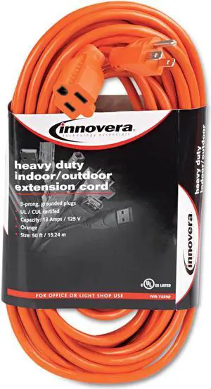 Innovera Indoor/Outdoor Extension Cord, 50ft, Orange 72250