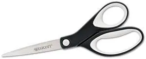 Westcott Straight KleenEarth Soft Handle Scissors 8" Long Black/Gray 15588