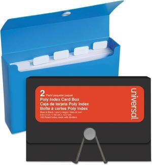 Poly Index Card Box, Plastic, Black/Blue, 3" x 1.33" x 5", 2/Pack 47304