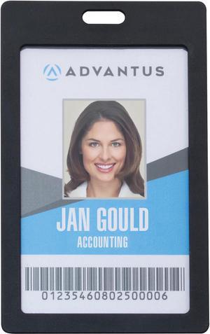 Advantus Vertical Rigid ID Badge Holder - Vertical - Plastic - 6 / Pack - Black