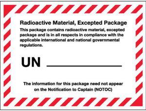 Tape Logic Labels "Radioactive Material Excepted Package" 4 3/8" x 3 1/4" Bl