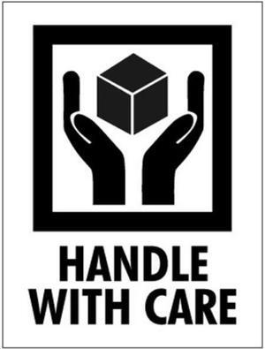 Tape Logic Labels "Handle With Care" 3" x 4" Red/White/Black 500/Roll IPM302