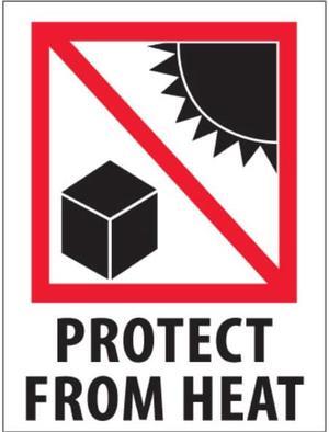 Tape Logic Labels "Protect from Heat" 3" x 4" Red/White/Black 500/Roll IPM304