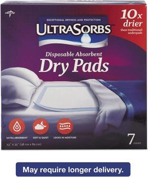 Medline Ultrasorbs Disposable Dry Pads 23 x 35 Blue 7/Box DRY2336RET7