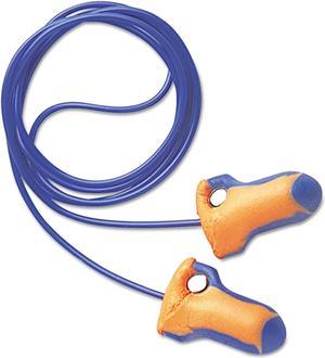 Laser Trak Detectable Earplugs, Foam, Blue/Orange, Corded
