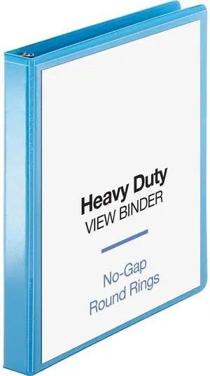 Business Source View Binder Round Ring 1" Cap Letter-size Light Blue 19602