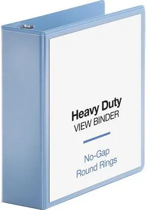 Business Source View Binder Round Ring 3" Cap Letter-size Light Blue 19752