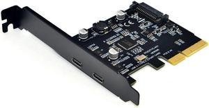 PCI-E Express 4X to Dual Gen2 USB 3.1 Type-C USB-C Female Port Add-on Expansion Card Adapter Board with Standard & Low Profile Back Panel Bracket