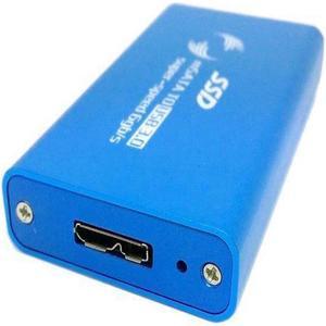 50mm mSATA Solid State SSD to USB 3.0 Hard Disk Converter Adapter Case Aluminium Enclosure Blue