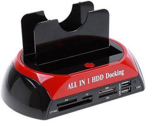 USB 2.0 to 2.5" 3.5" IDE SATA I II Hard Disk HDD 2-Dock e-SATA Hub XD TF MS SD CF/MD Card Reader All in One Docking Station